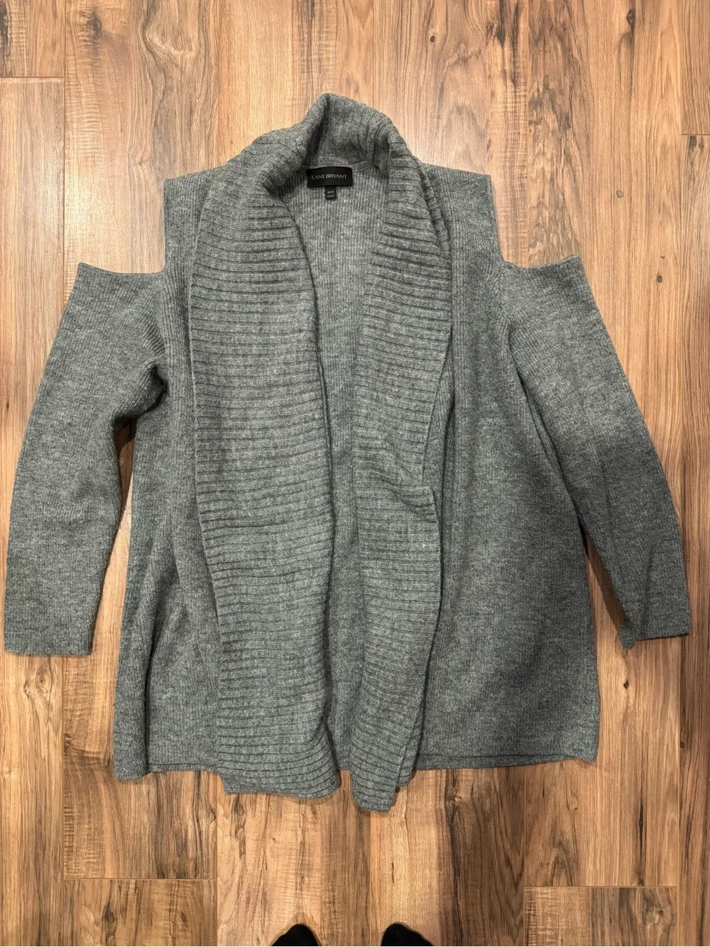 Lane Bryant Gray OpenFront Longline Cold Shoulder Cardigan Sweater 18/20 Plus